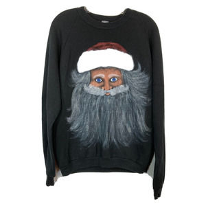 Customized‎ Sweatshirt Sz XL Black Cotton Hand Painted Santa Christmas Pullover